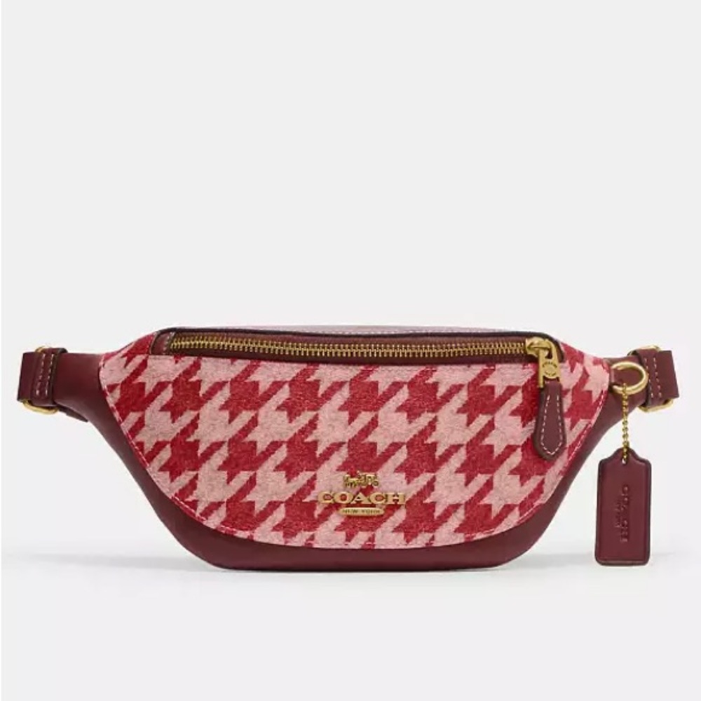 COACH Leather Warren Bag - Houndstooth Print